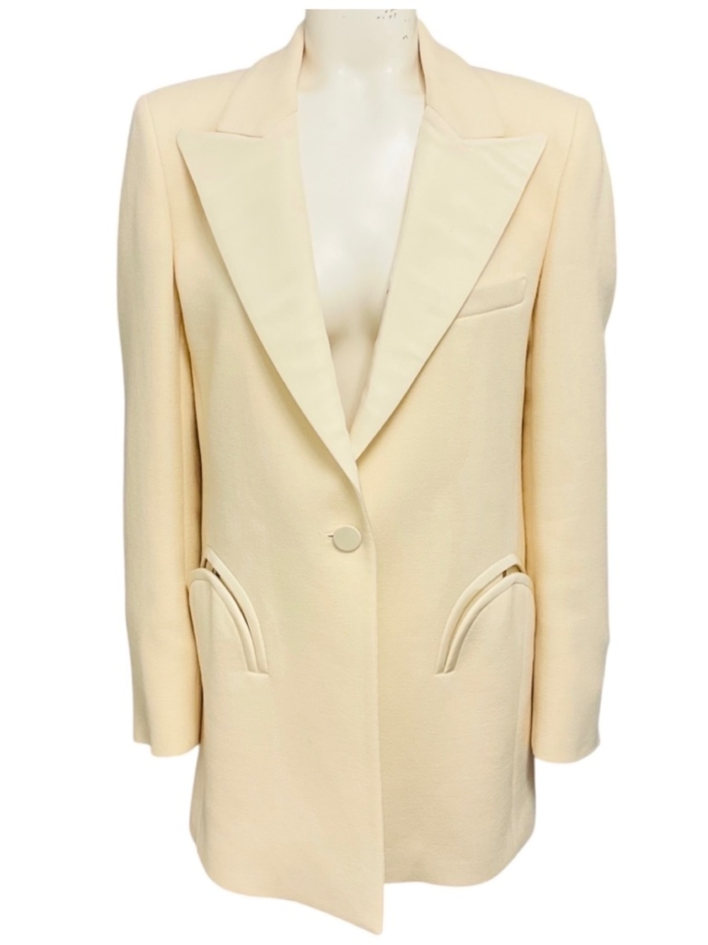 BLAZE MILANO IVORY ONE BUTTON WOOL BLAZER